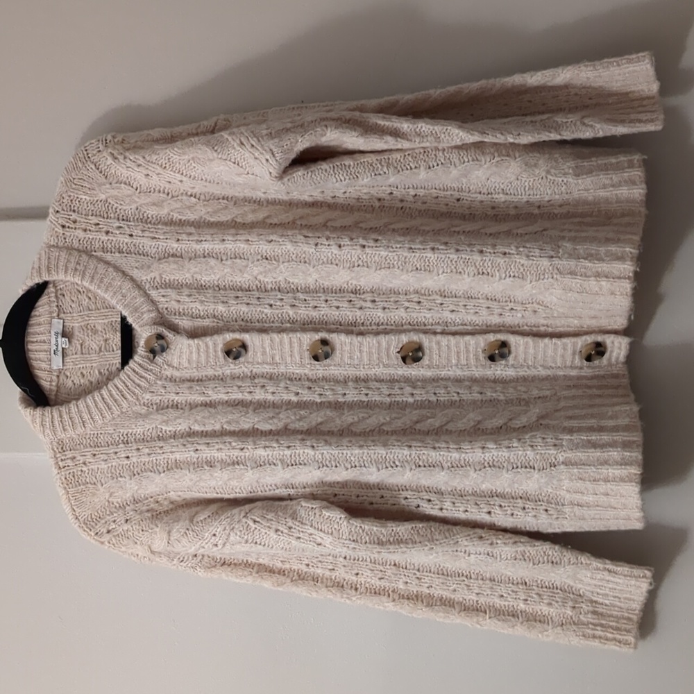 Madewell Cream Cable Knit Button-Up Cardigan